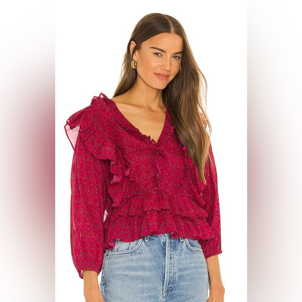 Something Navy Audrey Floral Blouse